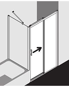 Kermi Pega sliding door 2-part. floor-free with fixed panel PED2R12020VYK 120x200cm, silver high-gloss ESG SR Opaco Clean, right, on shower tray