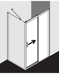 Kermi Pega porte coulissante 2 pcs. sans sol avec champ fixe PED2R11020VYK 110x200cm, verre de sécurité trempé brillant argenté SR Opaco Clean, à droite, sur receveur de douche