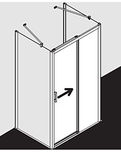 Kermi Pega porte coulissante 2 pcs. sans sol avec champ fixe PED2R10320VAK 103x200cm, argent brillant, verre de sécurité trempé, à droite, sur la zone de douche