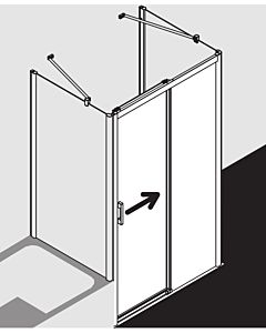 Kermi Pega sliding door 2-part. off the floor with fixed panel PED2R10020VUK 100x200cm, silver high-gloss ESG SR Opaco, right, on shower tray