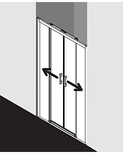 Kermi slip Pega. 4 pièces. sans sol avec champs fixes PED4B12020VYK 120x200cm, verre de sécurité trempé argent brillant SR Opaco Clean, sur receveur de douche