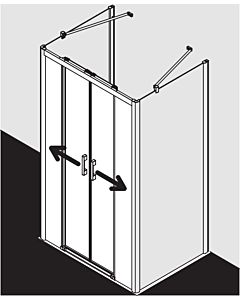 Kermi slip Pega. 4 pièces. sans sol avec champs fixes PED4B12018VPK 120x185cm, argent brillant, verre de sécurité trempé clair, sur receveur de douche