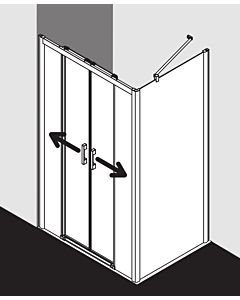 Kermi slip Pega. 4 pièces. Sans sol avec champs fixes PED4B12020VAK 120x200cm, argent brillant, verre de sécurité trempé, sur receveur de douche