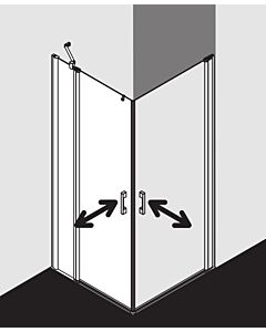 Kermi Pega swing door corner entry half 2-part. PEEPL08320VPK 83x200cm, silver high gloss, clear ESG clean, left, on the shower area