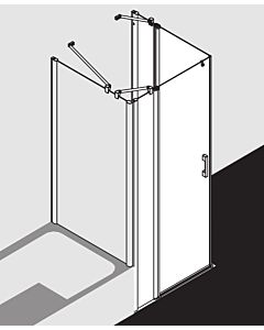 Kermi Pega swing door corner entry half 2-part. PEEPL12020VUK 120x200cm, silver high-gloss ESG SR Opaco, left, on shower tray