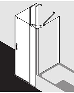 Kermi Pega swing door corner entry half 2-part. PEEPR10320VNK 103x200cm, silver high gloss ESG SR Arena C, right, on the shower area