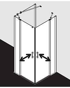 Kermi Pega Pendeltür-Eckeinstiegshälfte 2-tlg. PEEPL08020VUK 80x200cm, silber hochglanz ESG SR Opaco, links, auf Duschwanne