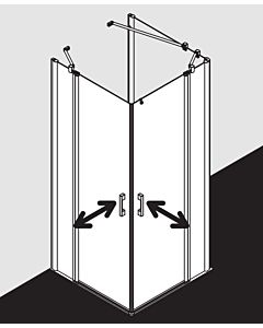 Kermi Pega swing door corner entry half 2-part. PEEPL10020VAK 100x200cm, high-gloss silver, clear TSG, left, on shower tray