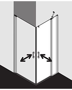 Kermi Pega Pendeltür-Eckeinstiegshälfte 2-tlg. PEEPR07820VAK 78x200cm, silber hochglanz, ESG klar, rechts, auf Duschplatz