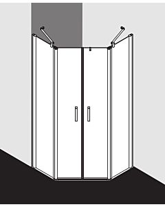 Kermi Cabine de douche pentagonale Pega PEF4709018VPK 90x90x185cm, argent brillant, verre de sécurité trempé clair