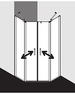 Kermi Pega pentagonal shower cabin PEF4709018VUK 90x90x185cm, silver high gloss ESG SR Opaco