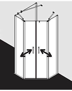 Kermi Pega pentagonal shower cubicle PEF5010018VAK 100x100x185cm, silver high gloss, TSG clear