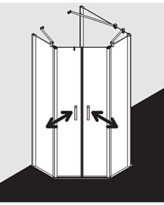 Kermi douche pentagonale Pega PEF5310018VAK 100x100x185cm, argent brillant, TSG clair