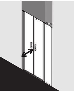 Kermi Pega swing door with fixed panel PEPFL11018VPK 110x185cm, silver high gloss, TSG clear clean, left, on shower tray