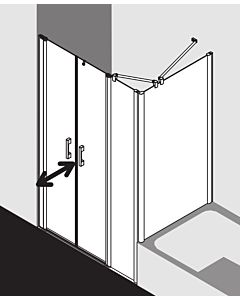 Kermi Pega Pendeltür mit Festfeld PEPFL11018VZK 110x185cm, silber hochglanz ESG SR Arena C Clean, links, auf Duschwanne