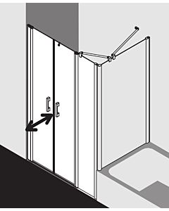 Kermi Pega swing door with fixed panel PEPFL12018VPK 120x185cm, silver high gloss, TSG clear clean, left, on shower tray