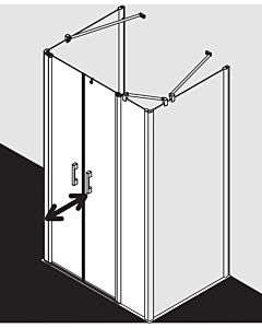 Kermi Pega swing door with fixed panel PEPFL12018VUK 120x185cm, silver high-gloss ESG SR Opaco, left, on shower tray