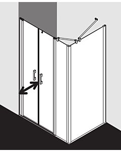 Kermi Pega swing door with fixed panel PEPFL12020VUK 120x200cm, silver high gloss ESG SR Opaco, left, on shower tray