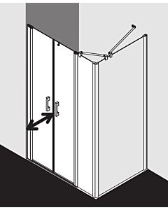 Kermi Pega swing door with fixed panel PEPFL12018VAK 120x185cm, silver high gloss, TSG clear, left, on shower tray