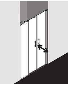 Kermi Pega Pendeltür mit Festfeld PEPFR11020VAK 110x200cm, silber hochglanz, ESG klar, rechts, auf Duschwanne