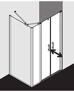 Kermi Pega swing door with fixed panel PEPFR11020VYK 110x200cm, silver high gloss ESG SR Opaco Clean, right, on the shower tray