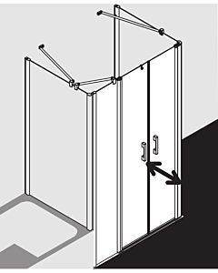 Kermi Pega Pendeltür mit Festfeld PEPFR11020VNK 110x200cm, silber hochglanz ESG SR Arena C, rechts, auf Duschwanne