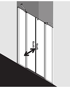 Kermi Pega swing door with fixed panels PEPTF12020VNK 120x200cm, silver high gloss ESG SR Arena C, on shower tray