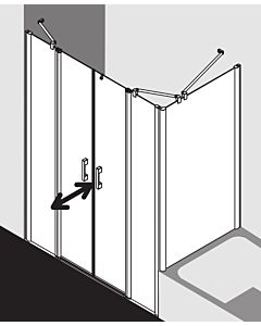 Kermi Pega porte battante à panneaux fixes PEPTF12018VAK 120x185cm, argent brillant, verre de sécurité trempé transparent, sur receveur de douche