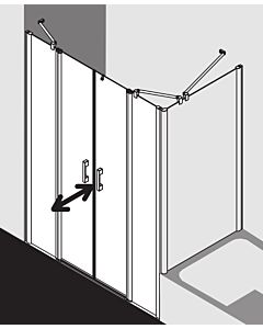 Kermi Pega swing door with fixed panels PEPTF12020VUK 120x200cm, silver high-gloss ESG SR Opaco, on shower tray