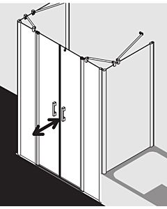Kermi Pega swing door with fixed panels PEPTF12020VAK 120x200cm, silver high gloss, clear TSG, on shower tray