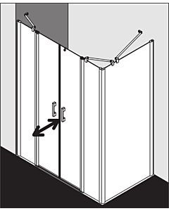 Kermi Pega porte battante à panneaux fixes PEPTF12018VNK 120x185cm, verre de sécurité trempé argent brillant SR Arena C, sur receveur de douche