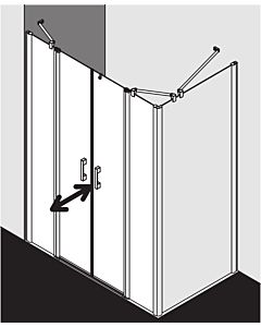 Kermi Pega porte battante à panneaux fixes PEPTF12018VUK 120x185cm, verre de sécurité trempé argent brillant SR Opaco, sur receveur de douche