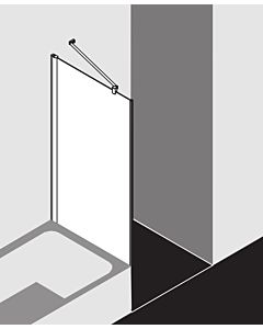 Kermi Pega side wall shortened next to bathtub PETVO09016VPK 90x160cm, silver high gloss, TSG clear clean, on shower tray