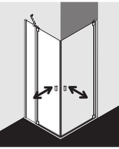 Kermi Raya entry, 2-piece swing door with fixed panel RAEPL09020VAK 90 x 200 cm, silver high-gloss, TSG clear, left, on shower tray