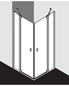 Kermi Raya entry 2-piece swing door with fixed panel RAEPR09020VAK 90 x 200 cm, silver high gloss, ESG clear, right, on shower tray