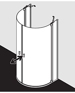 Kermi Raya Halbkreis-Duschk. Pendelt. m Festfeldern RAZ2009020VPK 107,6/85,5-88,5 x 200 cm, silber hochglanz, ESG klar Clean