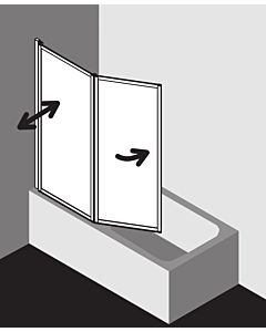 Kermi Faltwand Vario 2000, 2-flüglig 115,1-116,7x140cm, silber, ESG KermiClean