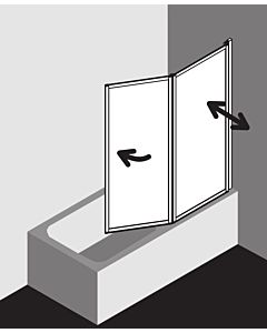 Kermi Vario 2000 Faltwand 2-flügelig V2FW2060141YK 115,1-116,7x140cm, silber m., ESG SR Opaco Clean