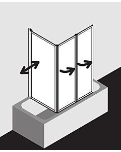 Kermi Vario 2000 Faltwand 3-tlg. V2FW30601412K 68,5-71,8x140cm, silber mattglanz, Kerolan Perl