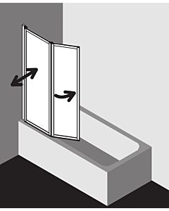 Kermi Vario 2000 Faltwand 2-flügelig V2TS1075141UK 101,1-102,7x140cm, silber mattgl., ESG SR Opaco