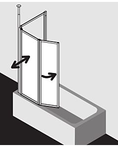 Kermi Vario 2000 folding wall 2-leaf V2TS10751412K 101, 2000 -102.7x140cm, matt silver, Kerolan pearl