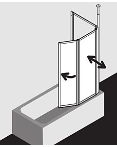 Kermi Vario 2000 mur pliant 2 vantaux V2TS1075141AK 101, 2000 -102,7x140cm, argent mat, verre de sécurité trempé transparent