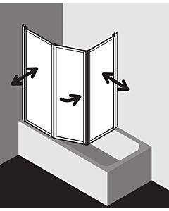 Kermi Vario 2000 Faltwand 2-/1-flügelig V2TS2075141AK 74-76,3x140cm, silber mattglanz, ESG klar