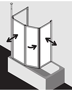 Kermi Vario 2000 Faltwand 2-/1-flügelig V2TS20751412K 74-76,3x140cm, silber mattglanz, Kerolan Perl