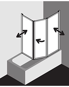 Kermi Vario 2000 Faltwand 2-/1-flügelig V2TS2080141YK 79-81,3x140cm, silber m., ESG SR Opaco Clean