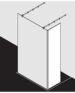 Kermi Xb fixed panel XBFFW04020VYK 41.7x200cm, silver high gloss, ESG SR Opaco Clean, glass system
