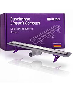 Kessel Linearis Compact Duschrinne 45600.59M flache Bodenablaufrinne für  bodengleiche Duschen, 300mm, mit Dichtmanschette, Ablaufgrundkörper