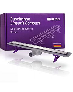 Caniveau de douche Kessel Linearis Compact 45600.65M, caniveau de douche à l&#39;italienne, 950 mm, avec collerette d&#39;étanchéité et corps de caniveau.