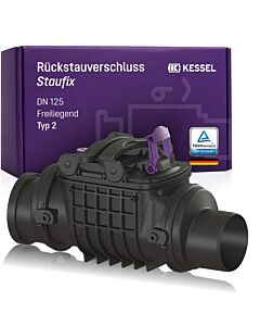 Kessel Staufix backwater valve 730125 DN 125, with 2 plastic flaps, exposed waste water pipe