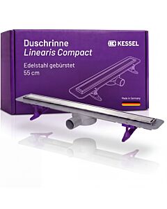 Caniveau de douche Kessel Linearis Compact 45600.61M, caniveau plat pour douches sans seuil, 550 mm, avec collerette d&#39;étanchéité et corps de caniveau.